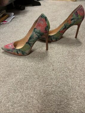 Flower heels 8 green pink